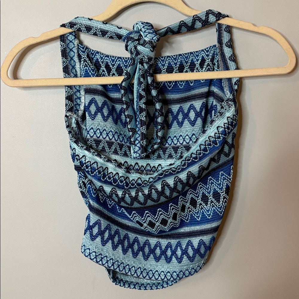 Blue Patterned Knit Top - Picture 2 of 2